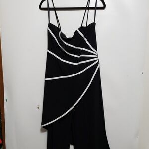 JOSEPH RIBKOFF Draped  White Trim Asymmetrical Strappy Jumpsuit 12